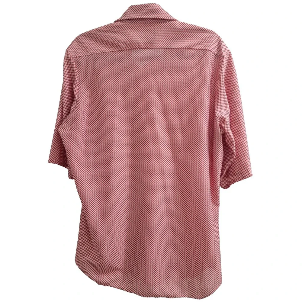 William Gary Vtg 70s Red & White Geometic Checkerboard Boho Disco Luxury Shirt - Picture 4 of 9